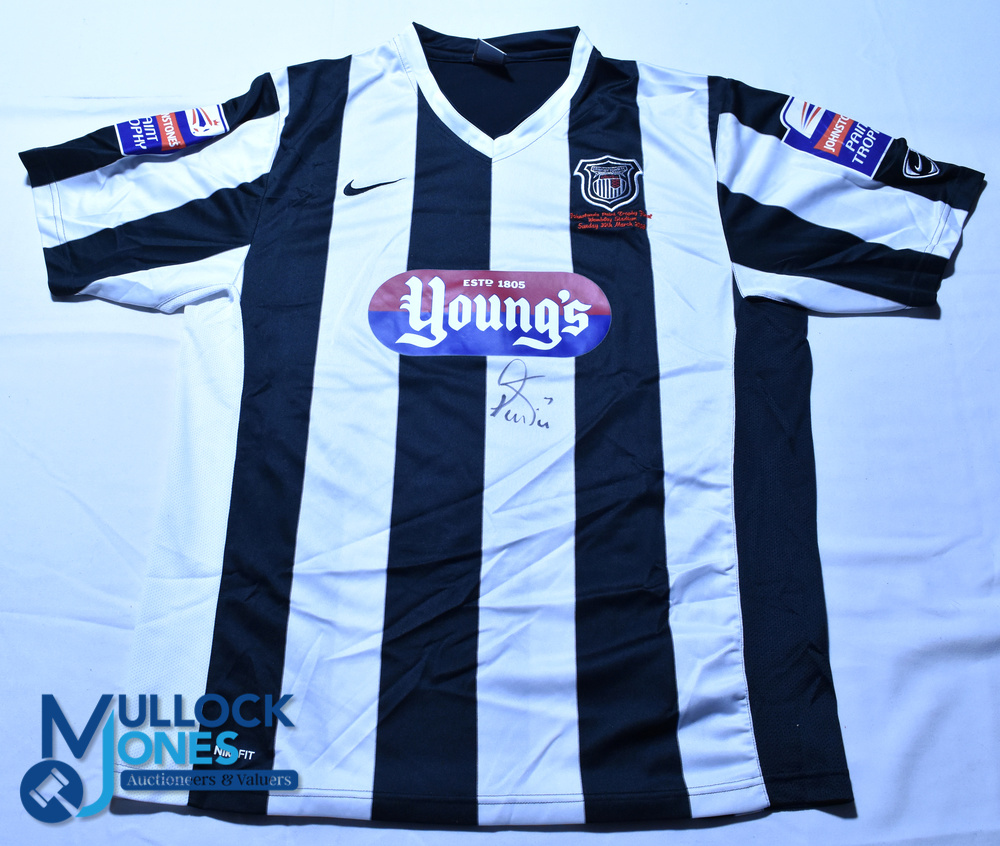Match worn and signed Grimsby Town FC home football shirt - 2008 Johnstone's Paint Trophy Final. - Image 2 of 2