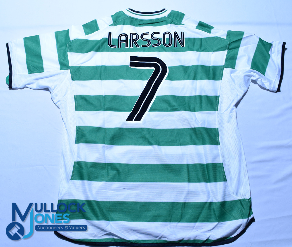 2001-2003 Celtic FC home football shirt #7 Larsson. Umbro / NYL, Size XL, green/white, short - Image 2 of 2