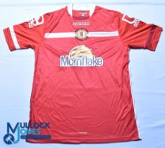 Crewe Alexandra FC home football shirt 2015-2016 - Carbrini / Mornflake, Size Adult Small, red,