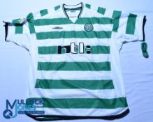2001-2003 Celtic FC home football shirt #7 Larsson. Umbro / NYL, Size XL, green/white, short