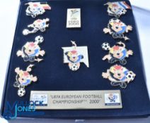 A set of eleven official UEFA Euro 2000 enamel badges in case, The Netherlands & Belgium