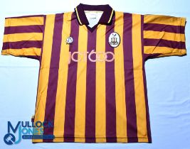 Bradford City FC home football shirt - 1997-1999, Beaver / JCT600, size L, striped, short sleeves