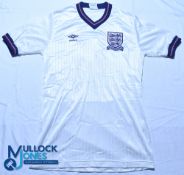 England FC home football shirt - #2 Intermediate, Umbro, c1980s, size S-M, white, short sleeves