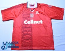 Middlesbrough FC home football shirt - 1997 Coca Cola Cup Final Finalists - Errea / Cellnet, size