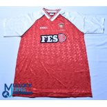 1990-1991 Stirling Albion FC 2nd Division Champions Football Shirt - Spall / FES. Size 42/44, red,