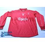 2001 Liverpool FC UEFA Cup Final Football Shirt & Medal - Shirt #9 Fowler - Reebok / Carlsberg. Size