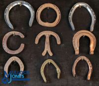c1910 Worshipful Company of Farriers Apprentice Pieces Horseshoe Collection, a framed lot of 9