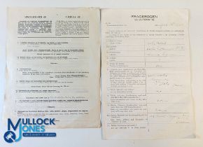 WWII - Occupation of the Channel Isles - Two rare examples of registration questionnaires issued