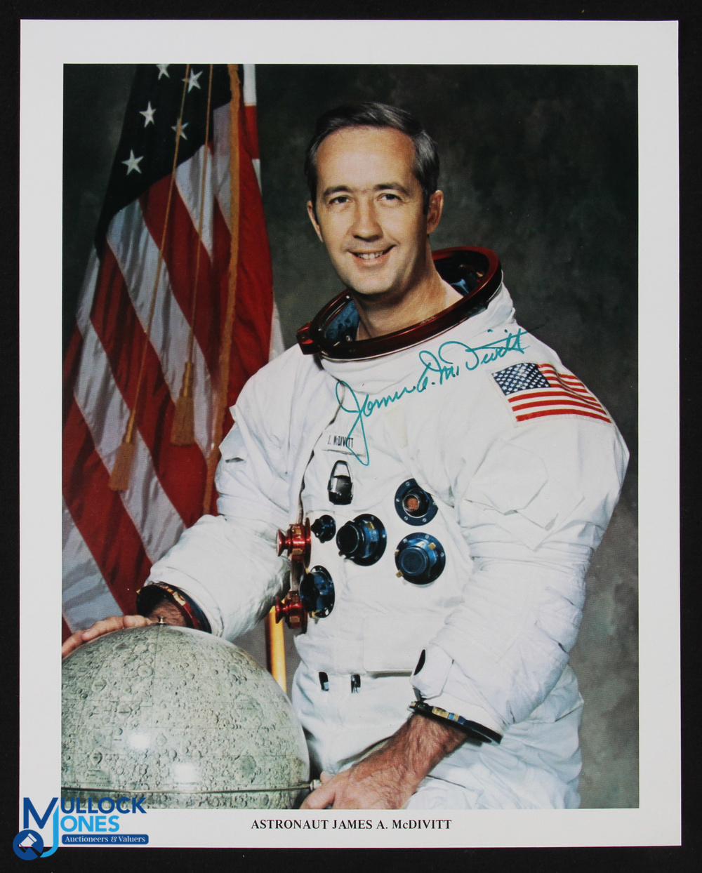 NASA - Russell Schweickart - Apollo 9 - colour 10x8 showing him seated in space suit signed across - Image 2 of 2