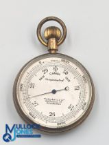 1907 Turnbull & Co Pocket Barometer, brass cased - with a name of Dr Maloney to back in good clean