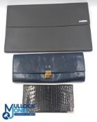 Finnigan of London Wallet Black Crocodile style leather, a blue leather travelling jewellery case