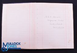 Gordon Bonner's 1929-30 Pre-Tour Hardback Scrapbook & Record Book: Hardbacked ledger-style book used