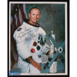 NASA - Gerald Carr - Skylab III - colour 10x8 showing him seated in space suit signed across the