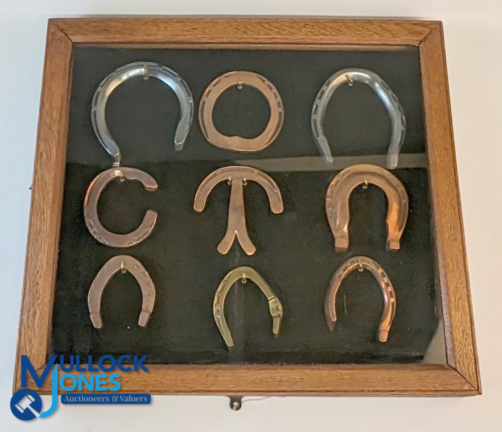 c1910 Worshipful Company of Farriers Apprentice Pieces Horseshoe Collection, a framed lot of 9 - Image 2 of 2