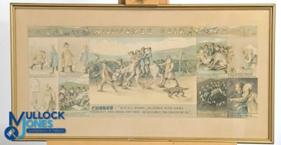 Period Print of Widdicombe Fair by T F Richards 1915, in gilt frame - with some signs of wear, under