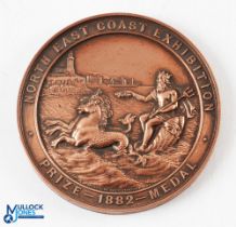 North East Coast Exhibition Prize Medal 1882 - Vignette of Neptune with Lighthouse in background.