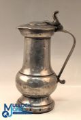 Antique large Pewter Pitcher Jug, #38cm tall with A/R marking to handle and assorted touch marks