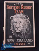 1930 Book, With The British Rugby Team in NZ: 180pp attractively-covered softback by ex-All Black GT