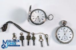 2x Pocket Watches - a Russell Ltd of Liverpool in a silver hallmarked 1924 case with a plated