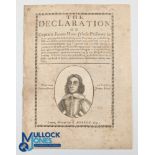 English Civil War - The Declaration of Captain James Hind. 6pp. Small 4to, with engraved portrait of