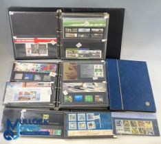 A collection of stamps and commemorative stamp packs - thirteen commemorative packs, a stock book