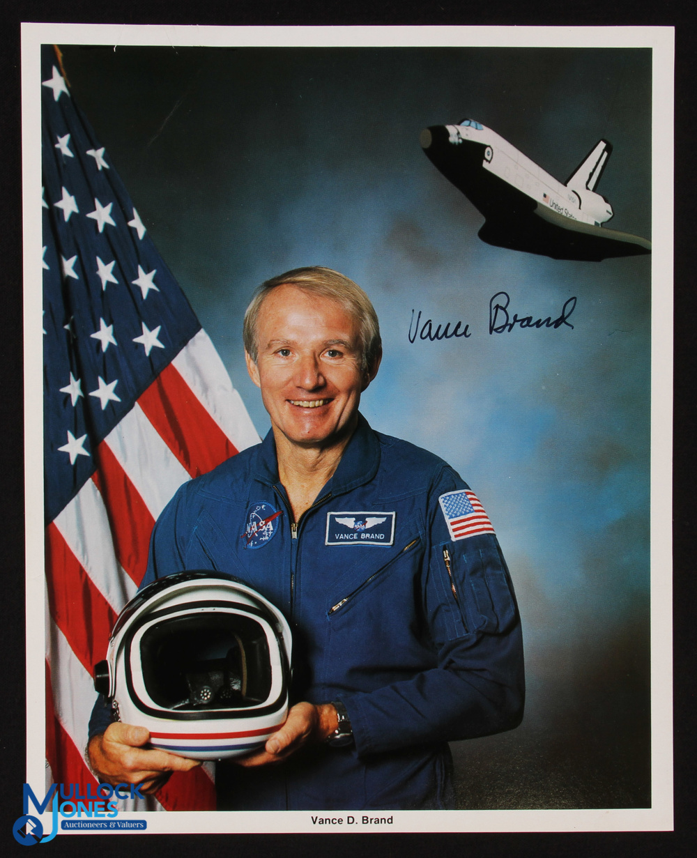 NASA - Vance Brand - Space Shuttle colour 10x8 showing him standing signed across the image, plus