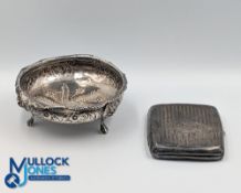 Victorian Silver Small Henry Holland London 1876 Fluted Footed Bowl, with embossed floral pattern,