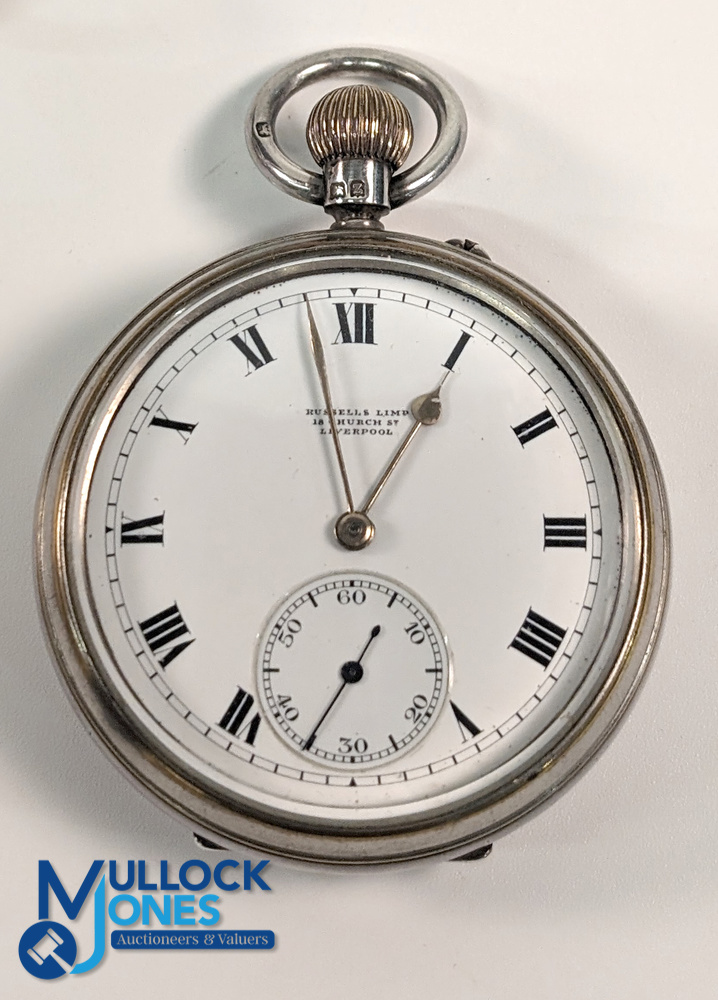 2x Pocket Watches - a Russell Ltd of Liverpool in a silver hallmarked 1924 case with a plated - Image 2 of 4