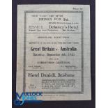 Very Rare 1930 Rugby Programme, British & I Lions v Australian XV: Official Programme from the