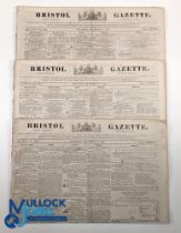 Black Vein Colliery Disaster - Risca, Monmouthshire 1860: 3 original issues of the Bristol Gazette