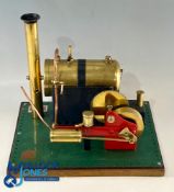 Period Bowmans Stationary Live Steam Engine Model mounted - in need of some slight repair on a