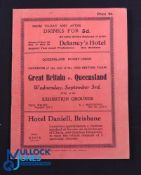 Very Rare 1930 Rugby Programme, British & I Lions v Queensland: Official Programme from the game won