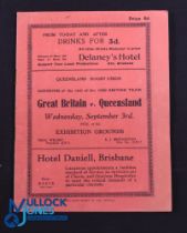 Very Rare 1930 Rugby Programme, British & I Lions v Queensland: Official Programme from the game won