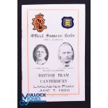 Rare 1930 Rugby Programme, British & I Lions v Canterbury: Official Programme from the game lost 8-