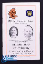 Rare 1930 Rugby Programme, British & I Lions v Canterbury: Official Programme from the game lost 8-