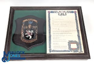 Framed Holmes Coat of Arms, a wooden shield for Holmes with list of meanings and origins of the