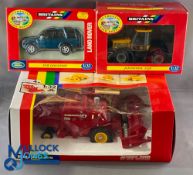 Britains Diecast Farm Vehicles, 3 boxed examples of a good Massey Ferguson 750 combine harvester
