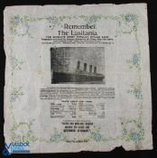 Remember The Lusitania 1915 Paper Napkin. A scarce seldom seen commemorative memoriam paper napkin