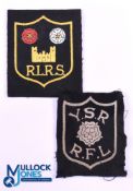 1920s Rugby League Referees Blazer Badges (2): One with red and white roses, gold castle and RLRS (