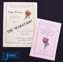 1928 NSW Waratahs Tour Report & Welcome Home Brochure (2): 20pp Smaller format manager and captain's
