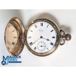 Waltham Duke Pocket Watch 14ct Gold plated Dennison Sun case working, having a monogram engraving to