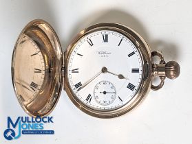 Waltham Duke Pocket Watch 14ct Gold plated Dennison Sun case working, having a monogram engraving to