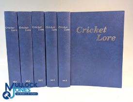 A collection of 57 Cricket Lore magazines in Binders - a continuous run of the magazine from