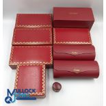 Collection of Cartier Empty Jewellery Cases Boxes, a mixed lot of 8 fine Cartier named boxes, made