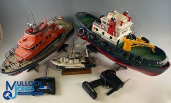 Remote Controlled Boat Spares or Repair, to include 2 Heng Long Tug Boats for spares, a wooden