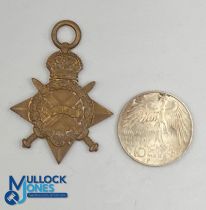 1914-15 Star Medal WW1 - named to Capt Yates RFA - with a 1972 München Olympic commemorative coin