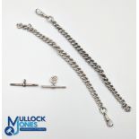 Silver Hallmarked Pocket Watch Fob Chain Parts, all hallmarked parts 2 T bars and 2-part chains
