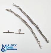 Silver Hallmarked Pocket Watch Fob Chain Parts, all hallmarked parts 2 T bars and 2-part chains