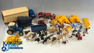 Britains Toys Plastic and Diecast Farm Vehicles, Figures, Animals: a good collection with tractor