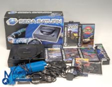 Sega Saturn Console and Games, in original box with internal packing, controller, leads, RF unit
